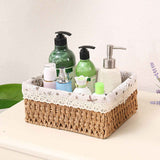 Woven Storage Basket Rural Fabric Weaving Handmade Desktop Storage Basket for Organizing Shelves Bedroom Bathroom Medium Size 22x16x10cm Khaki In Australia - Darrahopens