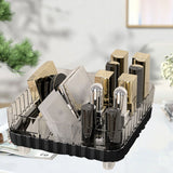Makeup Organizer with Multiple Compartments Anti Slip Plastic Vanity Makeup Organizer for Cosmetics Lipsticks Jewelry Transparent Black