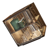 Cup Storage Rack Dustproof Stackable Plastic Clear Cup Organizer Box for Cabinet Desktop Medium Black In Australia - Darrahopens