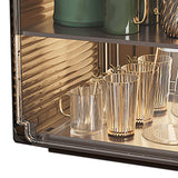 Cup Storage Rack Dustproof Stackable Plastic Clear Cup Organizer Box for Cabinet Desktop Medium Black