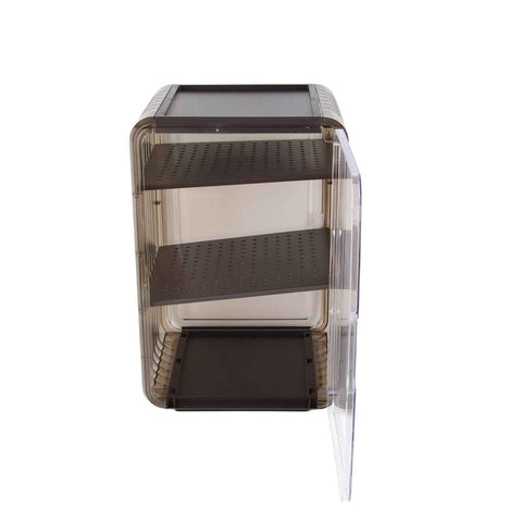 Cup Storage Rack Dustproof Stackable Plastic Clear Cup Organizer Box for Cabinet Desktop Large Black In Australia - Darrahopens