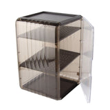 Cup Storage Rack Dustproof Stackable Plastic Clear Cup Organizer Box for Cabinet Desktop Large Black