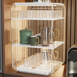 Cup Storage Rack Dustproof Stackable Plastic Clear Cup Organizer Box for Cabinet Desktop Large White