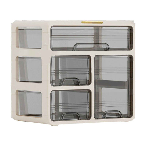 Desk Organizer with Drawer Plastic Desk Storage Box Desktop Organization for Home Collection Cosmetics Office Supplies Cream 3 Layer In Australia - Darrahopens