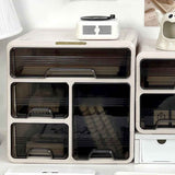 Desk Organizer with Drawer Plastic Desk Storage Box Desktop Organization for Home Collection Cosmetics Office Supplies Cream 3 Layer In Australia - Darrahopens