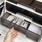 Desk Organizer with Drawer Plastic Desk Storage Box Desktop Organization for Home Collection Cosmetics Office Supplies Cream 3 Layer