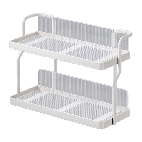 Countertop Shelf Organizer Carbon Steel 2 Tier Multifunctional Kitchen Spice Rack for Bedroom Bathroom Cupboard Under Sink Cream White