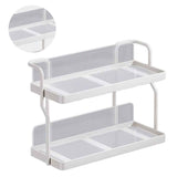 Countertop Shelf Organizer Carbon Steel 2 Tier Multifunctional Kitchen Spice Rack for Bedroom Bathroom Cupboard Under Sink Cream White