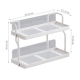 Countertop Shelf Organizer Carbon Steel 2 Tier Multifunctional Kitchen Spice Rack for Bedroom Bathroom Cupboard Under Sink Cream White