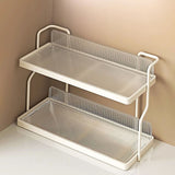 Countertop Shelf Organizer Carbon Steel 2 Tier Multifunctional Kitchen Spice Rack for Bedroom Bathroom Cupboard Under Sink Cream White