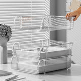 Transparent Desktop Stationery Organizer Stackable Stationery Files Storage Shelf Desktop Organizer S 26.5x20.2x8cm