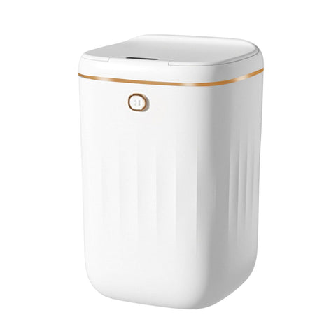 Automatic Trash Can 20L Touchless Sensor Easy Clean PP Waterproof Electric Garbage Bin for Kitchen Bathroom White Golden Battery Powered