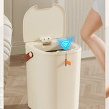 20L Sensor Trash Can with Handle ABS Automatic Induction Touchless Garbage Can for Bathroom Cream Color
