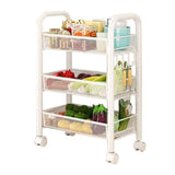 Rolling Storage Cart Layered Storage Shelves Multi Functional Movable Snack Vegetable Baskets Kitchen Shelves White Three Layers In Australia - Darrahopens