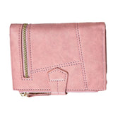 Women Wallet PU Leather Short Small Size Multiple Slots Card Holder Coin Purse for Daily Life Pink