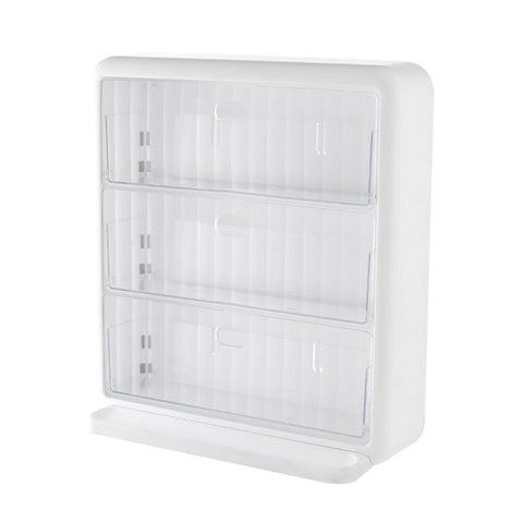 Wall Mounted Coffee Capsule Holder Clear Acrylic Compact Tea Bag Storage Rack for Office L Two Layer Without Grids + One Layer with Three Compartments