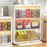 Wall Mounted Coffee Capsule Holder Clear Acrylic Compact Tea Bag Storage Rack for Office L Two Layer Without Grids + One Layer with Three Compartments
