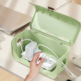 Cable Management Box Plastic Easy Assemble Safety Protection Cord Organizer Box for Power Strips Chargers Adapters Wires White