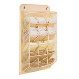 Closet Hanging Underwear Organizer Mesh Oxford Cloth PP Board Underwear Wall Shelf Wardrobe Hanging Storage Bag for Bra Socks Underpants 15 Pockets Beige In Australia - Darrahopens