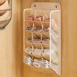 Closet Hanging Underwear Organizer Mesh Oxford Cloth PP Board Underwear Wall Shelf Wardrobe Hanging Storage Bag for Bra Socks Underpants 15 Pockets Beige In Australia - Darrahopens