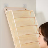Closet Hanging Underwear Organizer Mesh Oxford Cloth PP Board Underwear Wall Shelf Wardrobe Hanging Storage Bag for Bra Socks Underpants 15 Pockets Beige