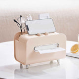 Desktop Tissue Box Multifunction Tissue Storage Dispenser with Phone Holder Remote Control Organizer Pink In Australia - Darrahopens