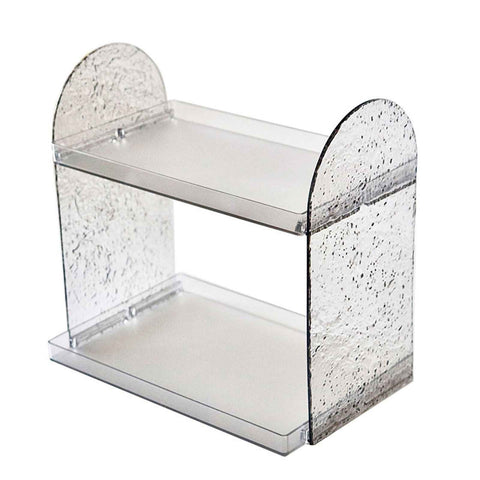 2 Tier Desk Organizer Double Layer Storage Rack Transparent Desktop Stand Holder for Stationery Cosmetic Transparent Grey In Australia - Darrahopens