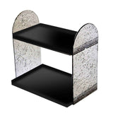 2 Tier Desk Organizer Double Layer Storage Rack Transparent Desktop Stand Holder for Stationery Cosmetic Glossy Black