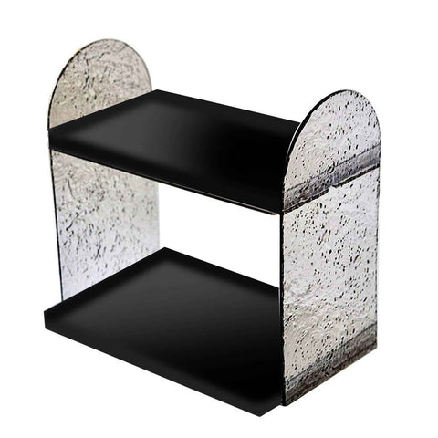 2 Tier Desk Organizer Double Layer Storage Rack Transparent Desktop Stand Holder for Stationery Cosmetic Glossy Black