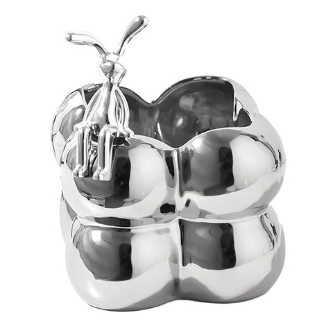 Storage Box Ceramic Modern Exquisite Rabbit Shape Decoration Multi Purpose Organizer Box for Cosmetics Keys Home Decor Silver