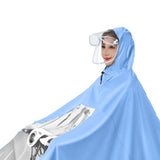 Electric Motorcycle Rain Cape Extended Full Body with Helmet Rainstorm Proof for Mobility Scooter Bicycle Cycling Sky Blue XXXXL