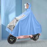 Electric Motorcycle Rain Cape Extended Full Body with Helmet Rainstorm Proof for Mobility Scooter Bicycle Cycling Sky Blue XXXXL