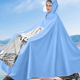 Electric Motorcycle Rain Cape Extended Full Body with Helmet Rainstorm Proof for Mobility Scooter Bicycle Cycling Sky Blue XXXL