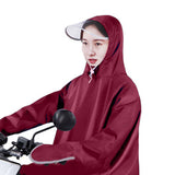 Electric Bike Raincoat Enlarged Protection Oxford Cloth Adults Sleeve Rain Poncho for Cycling Wine Red 5XL