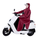 Electric Bike Raincoat Enlarged Protection Oxford Cloth Adults Sleeve Rain Poncho for Cycling Wine Red 5XL