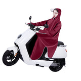 Electric Bike Raincoat Enlarged Protection Oxford Cloth Adults Sleeve Rain Poncho for Cycling Wine Red 5XL