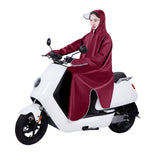 Electric Bike Raincoat Enlarged Protection Oxford Cloth Adults Sleeve Rain Poncho for Cycling Wine Red 5XL