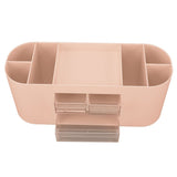 Pen Holder with Transparent Drawers Large Capacity Multiple Compartment Plastic Pencil Storage Organizer for Office Desk Pink