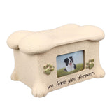 Pet Memorial Urns for Dog Ashes Pet Urns Box Dog Ashes Keepsake Box Dog Urn With 2 Paws Photo Display Bone Shaped Lid