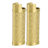 2PCS Lighter Case Cover Vintage Style Floral Stamped Zinc Alloy Shell for Lighter Protection Gold In Australia - Darrahopens