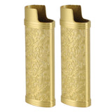 2PCS Lighter Case Cover Vintage Style Floral Stamped Zinc Alloy Shell for Lighter Protection Gold In Australia - Darrahopens