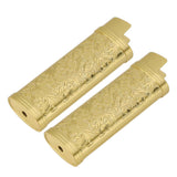 2PCS Lighter Case Cover Vintage Style Floral Stamped Zinc Alloy Shell for Lighter Protection Gold In Australia - Darrahopens