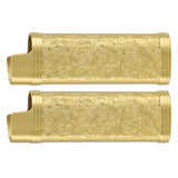 2PCS Lighter Case Cover Vintage Style Floral Stamped Zinc Alloy Shell for Lighter Protection Gold