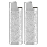 2PCS Lighter Case Cover Vintage Style Floral Stamped Zinc Alloy Shell for Lighter Protection Silver In Australia - Darrahopens
