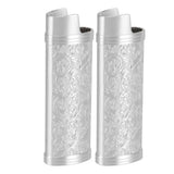 2PCS Lighter Case Cover Vintage Style Floral Stamped Zinc Alloy Shell for Lighter Protection Silver In Australia - Darrahopens