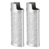 2PCS Lighter Case Cover Vintage Style Floral Stamped Zinc Alloy Shell for Lighter Protection Silver In Australia - Darrahopens