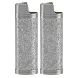 2PCS Lighter Case Cover Vintage Style Floral Stamped Zinc Alloy Shell for Lighter Protection Gray In Australia - Darrahopens