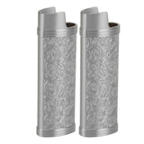 2PCS Lighter Case Cover Vintage Style Floral Stamped Zinc Alloy Shell for Lighter Protection Gray In Australia - Darrahopens
