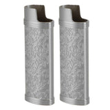 2PCS Lighter Case Cover Vintage Style Floral Stamped Zinc Alloy Shell for Lighter Protection Gray In Australia - Darrahopens
