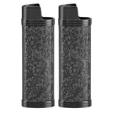 2PCS Lighter Case Cover Vintage Style Floral Stamped Zinc Alloy Shell for Lighter Protection Black In Australia - Darrahopens